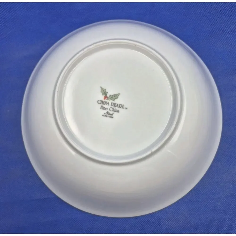 China Pearl NOEL Serving Bowl Holly Berries Gold Trim 9.5x2.5